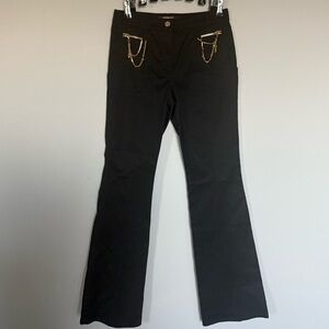 Roberto Cavalli Y2K Flare Pants Gold Chain Detail